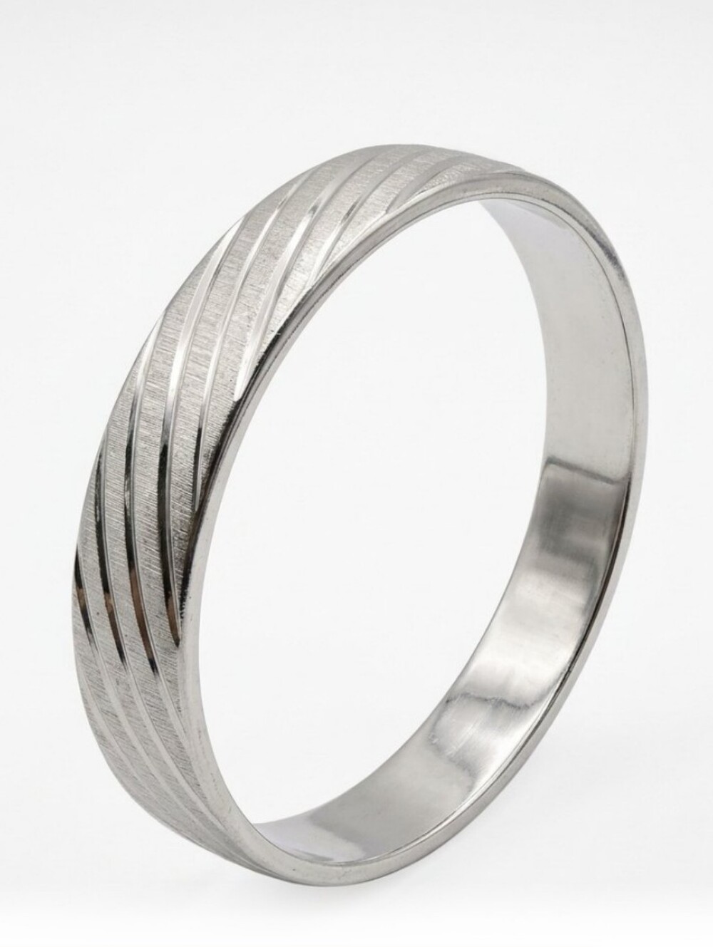 Monet Classic Diagonal Etched Swirl & Textured Silver-Tone Bangle Bracelet